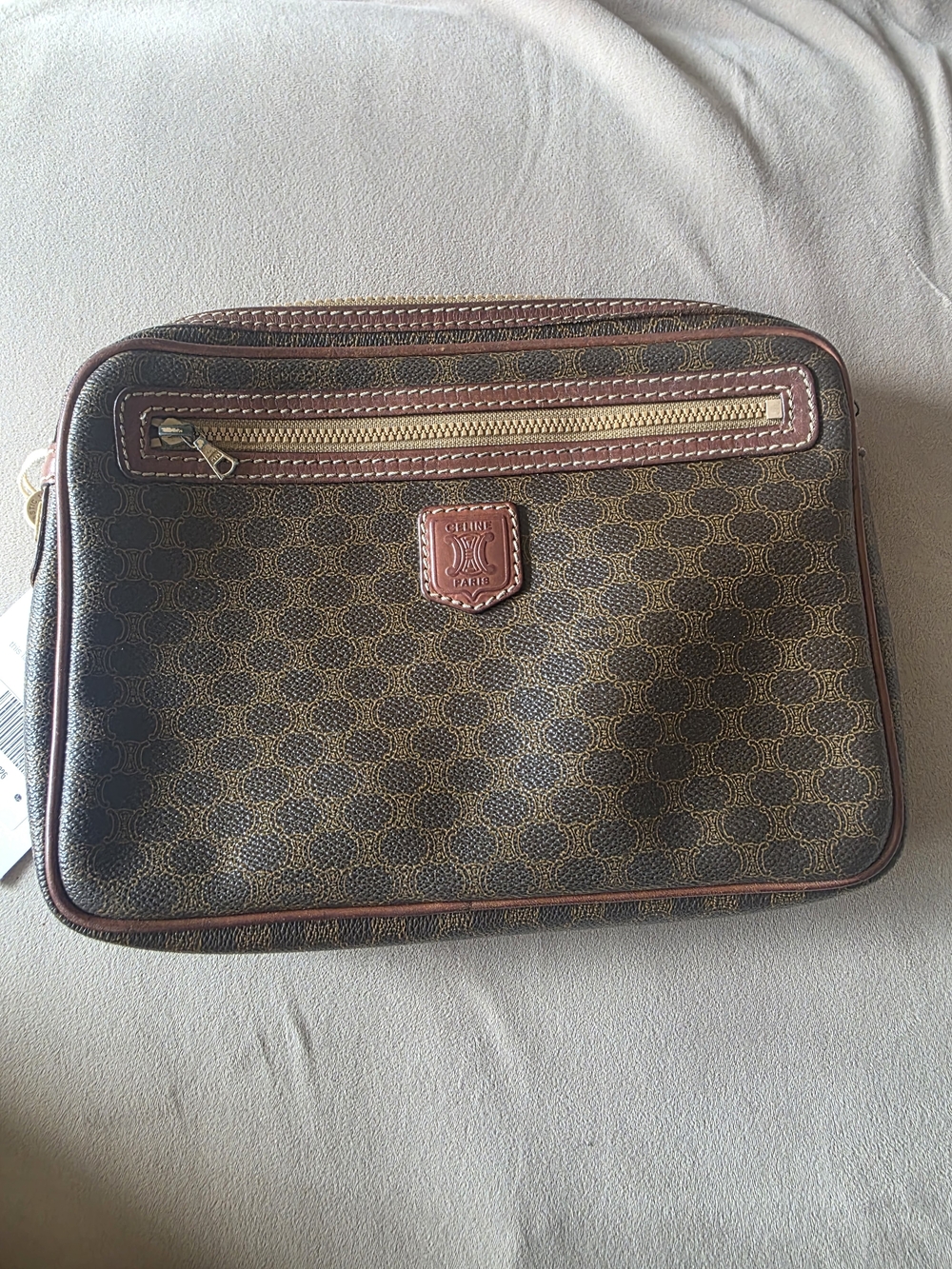 Vintage Celine Leather Monogram Clutch Bag